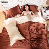 new2020 100% pure satin silk bedding set,Home Textile King size bed set,bedding,duvet cover flat sheet pillowcases Wholesale